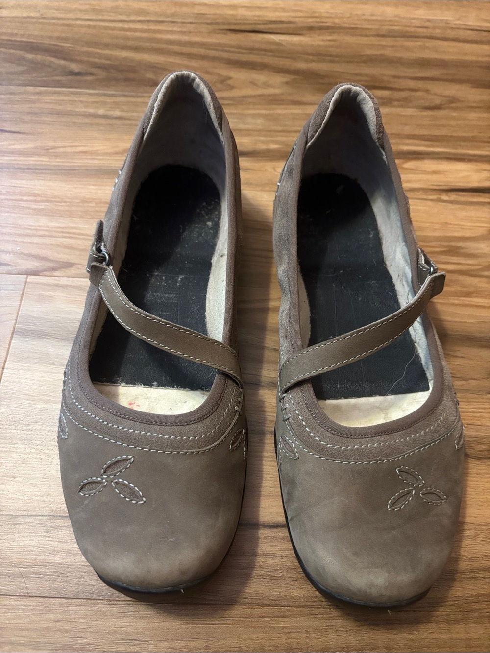Ahnu Taupe Mary Jane Flats with Strap